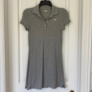Hollister Gray Collared Short Sleeve Cotton Polo Dress XS embroidered logo